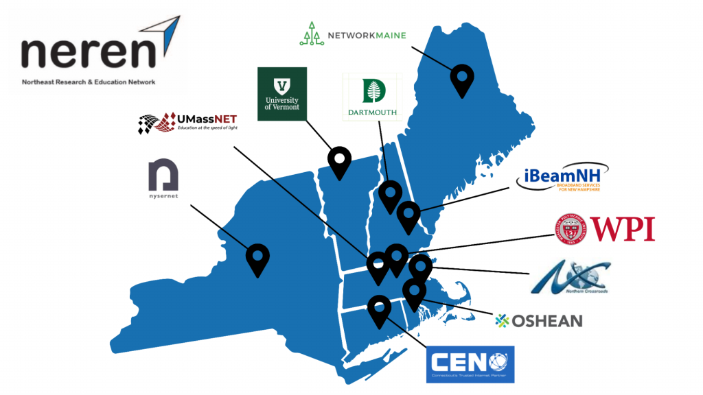 map of new england with schools highlighted